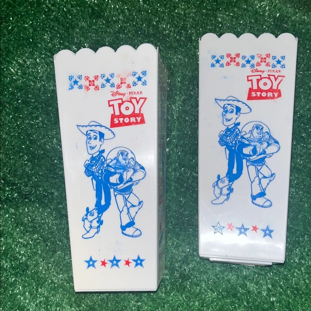 Set of 2 Vintage Pixar Toy Story Small Plastic Popcorn Buckets